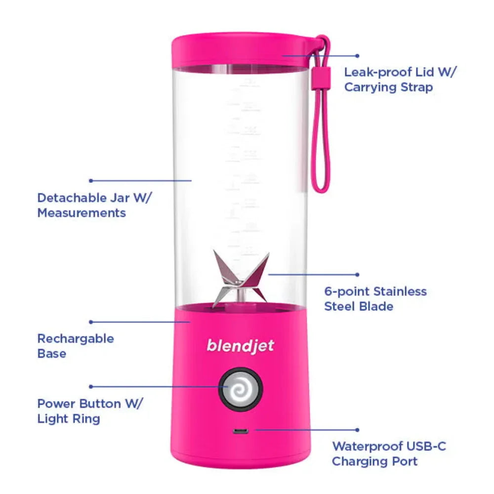 BLENDJET V2 Portable 16Oz Blender - Hot Pink - Tashqila BLENDJET V2 Portable 16Oz Blender - Hot Pink - Tashqila